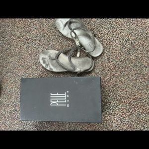 Pelle Moda metallic silver cork soled sandals